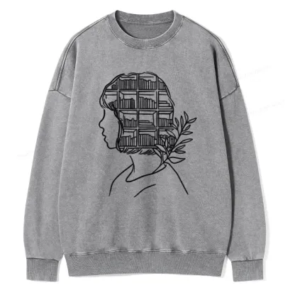 Pagewing Library Mind Unisex Washed Sweatshirt