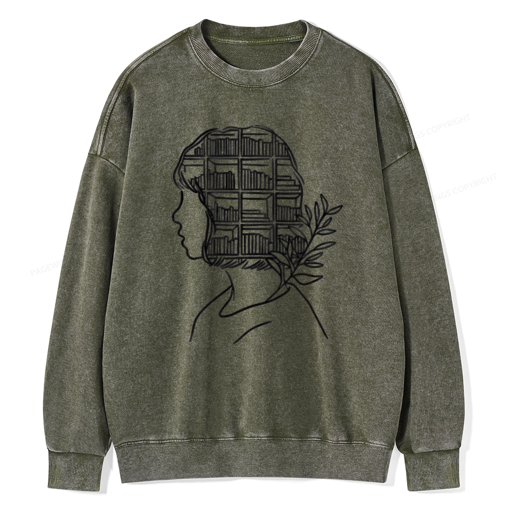 Pagewing Library Mind Unisex Washed Sweatshirt