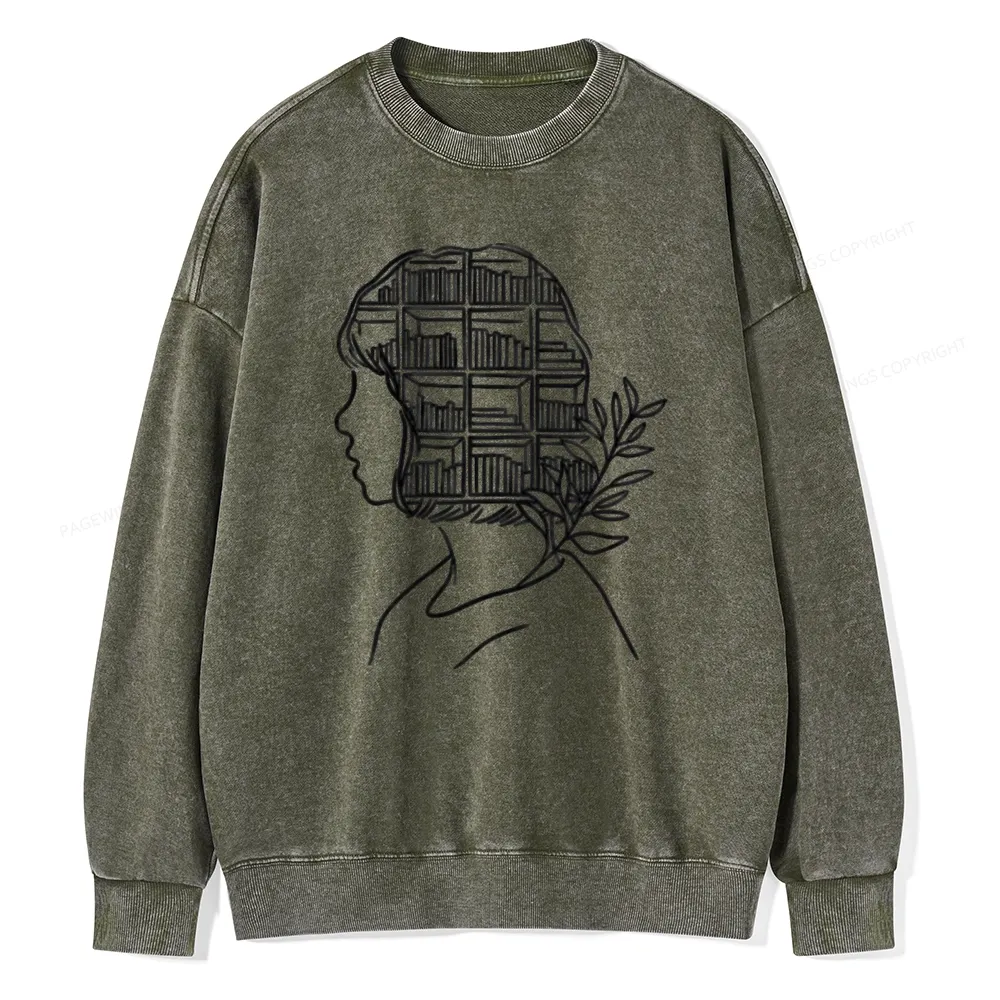 Pagewing Library Mind Unisex Washed Sweatshirt