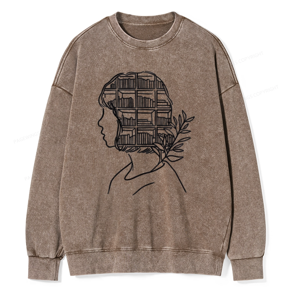 Pagewing Library Mind Unisex Washed Sweatshirt