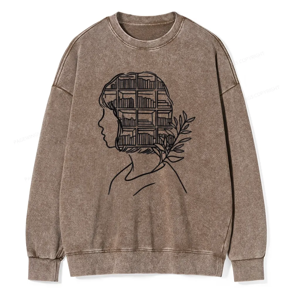 Pagewing Library Mind Unisex Washed Sweatshirt