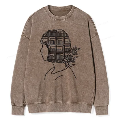 Pagewing Library Mind Unisex Washed Sweatshirt