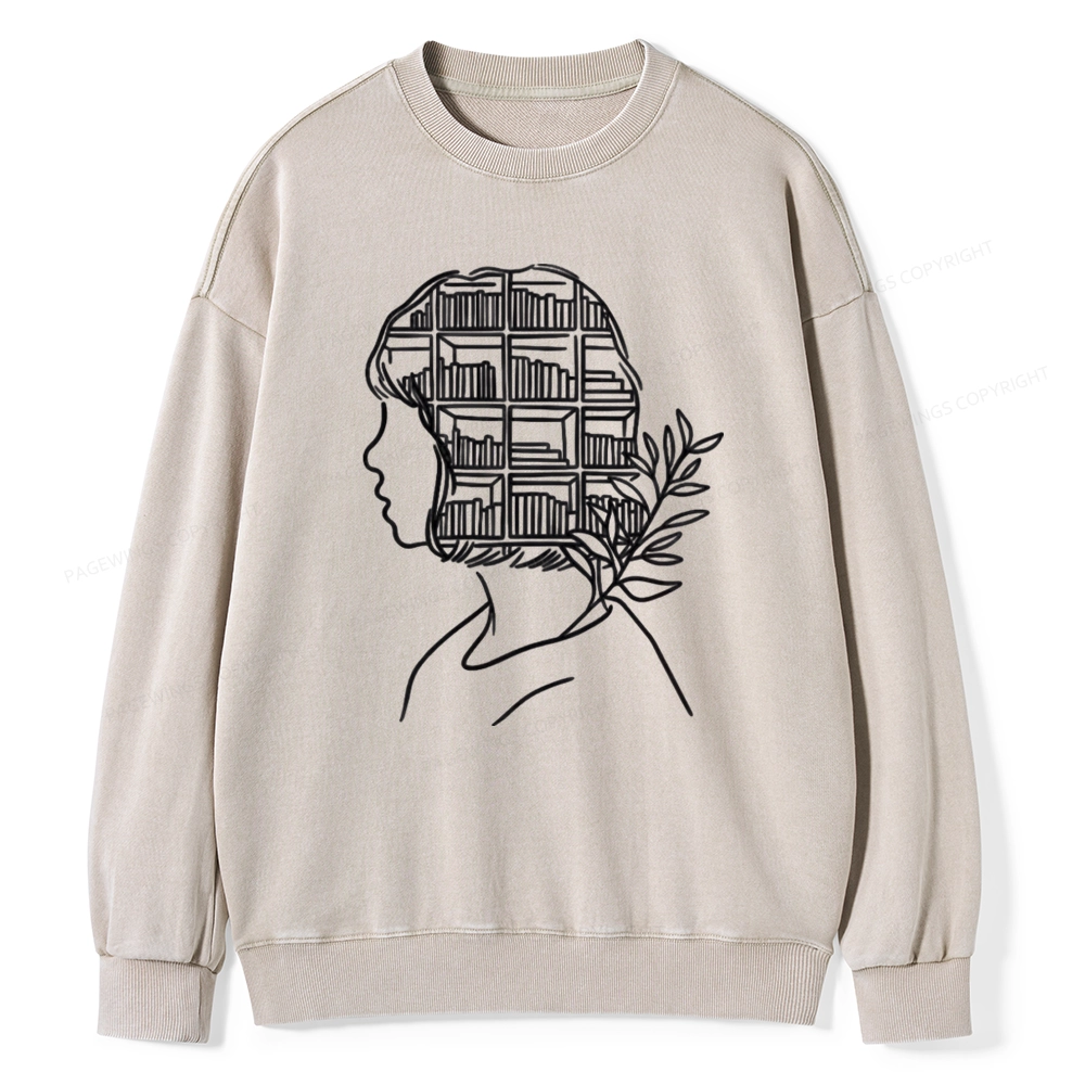 Pagewing Library Mind Unisex Washed Sweatshirt