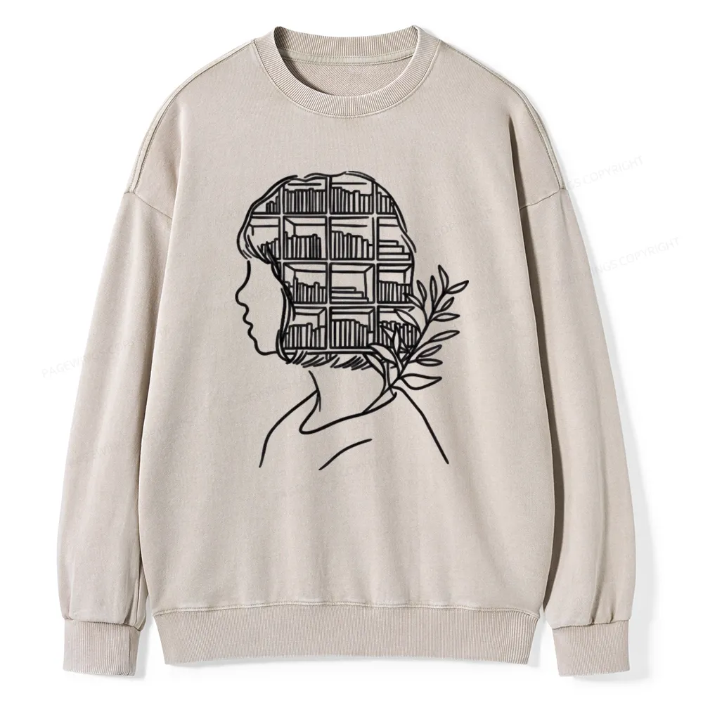 Pagewing Library Mind Unisex Washed Sweatshirt