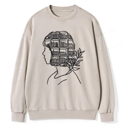 Pagewing Library Mind Unisex Washed Sweatshirt
