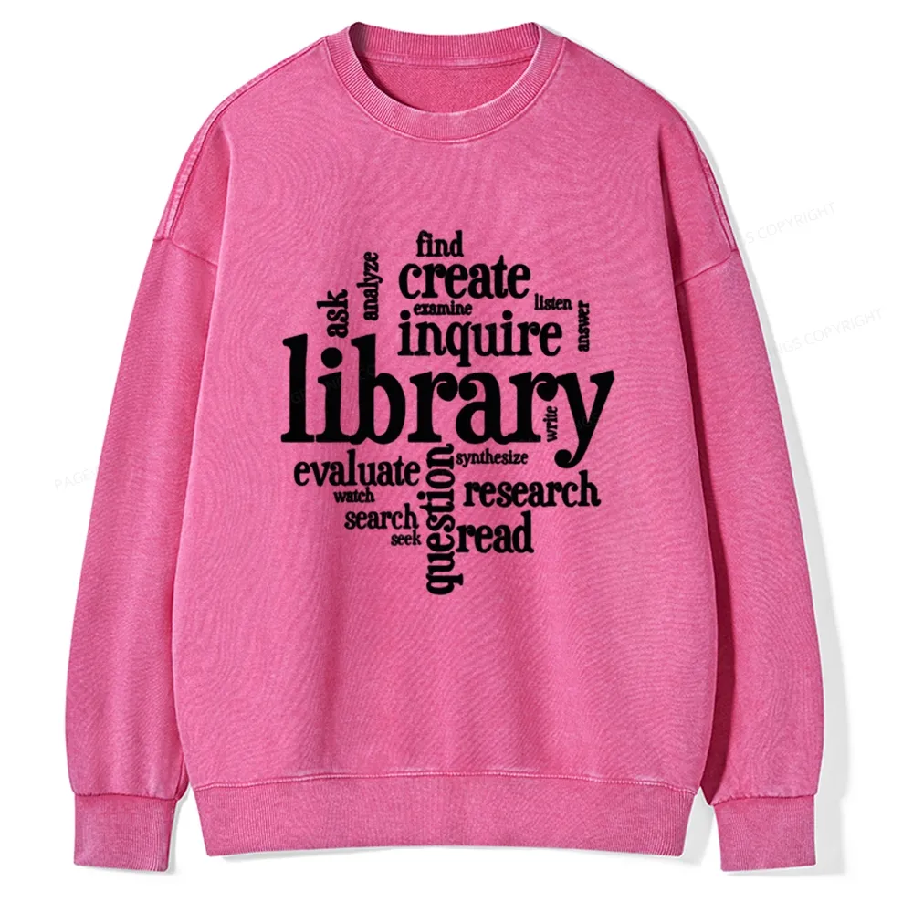 Pagewing Library Unisex Washed Sweatshirt