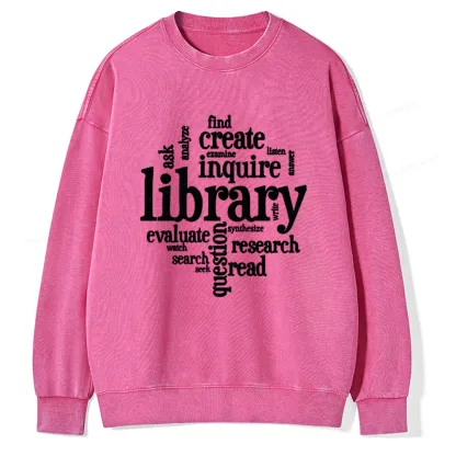 Pagewing Library Unisex Washed Sweatshirt