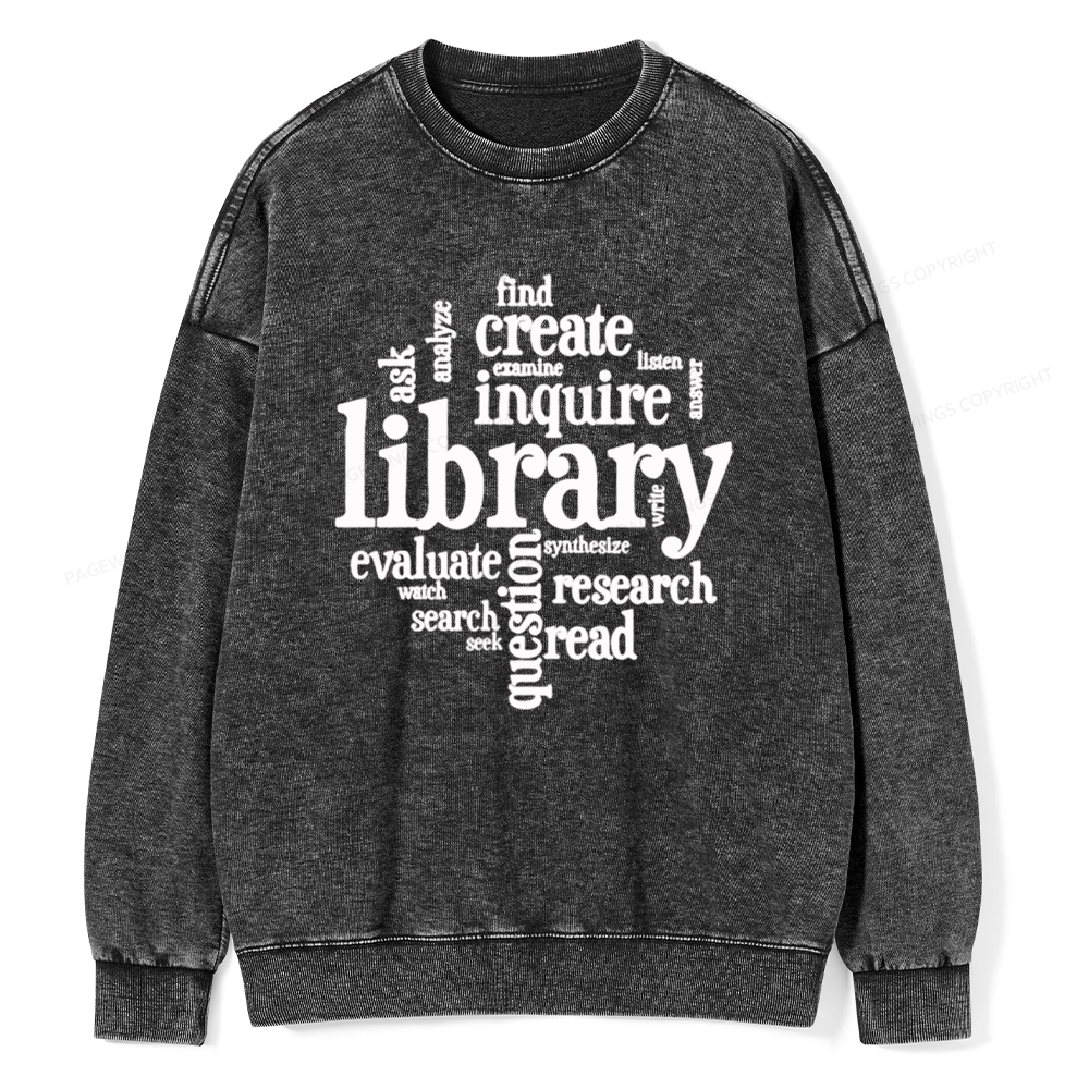 Pagewing Library Unisex Washed Sweatshirt