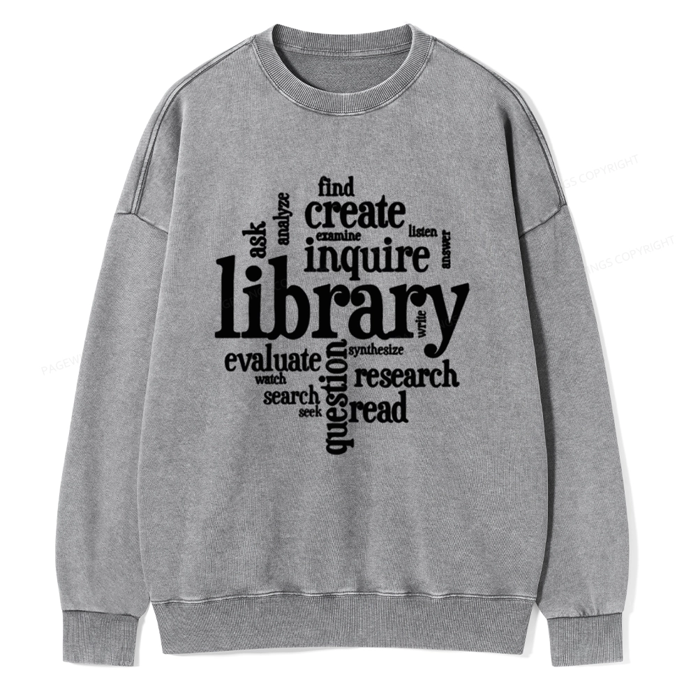Pagewing Library Unisex Washed Sweatshirt