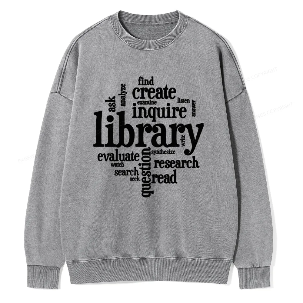 Pagewing Library Unisex Washed Sweatshirt