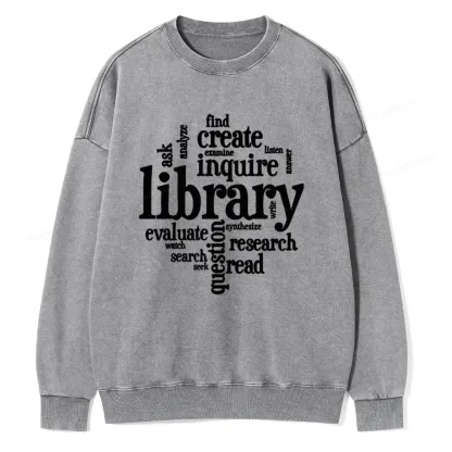 Pagewing Library Unisex Washed Sweatshirt