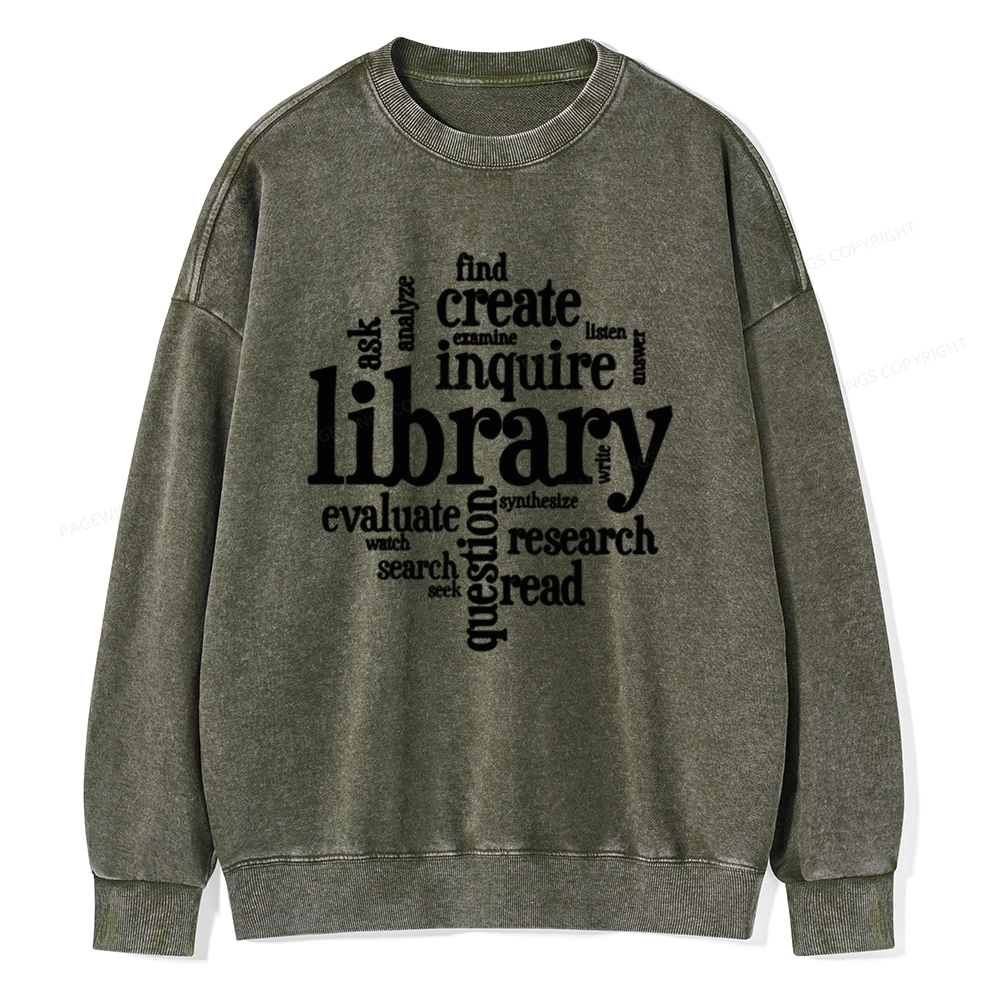Pagewing Library Unisex Washed Sweatshirt