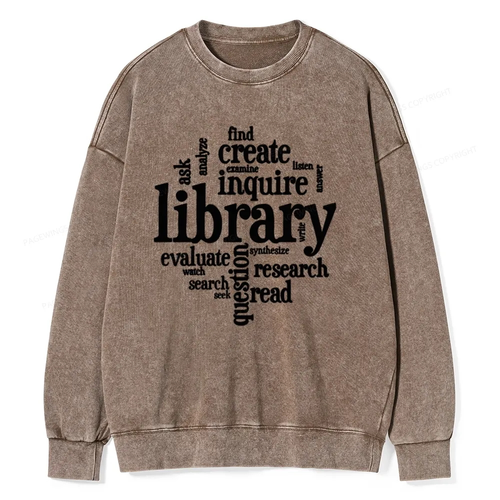 Pagewing Library Unisex Washed Sweatshirt