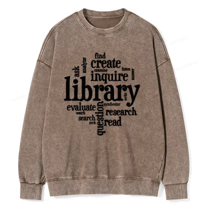 Pagewing Library Unisex Washed Sweatshirt