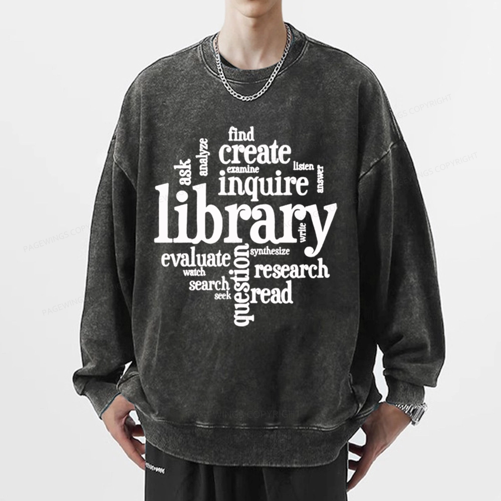 Pagewing Library Unisex Washed Sweatshirt
