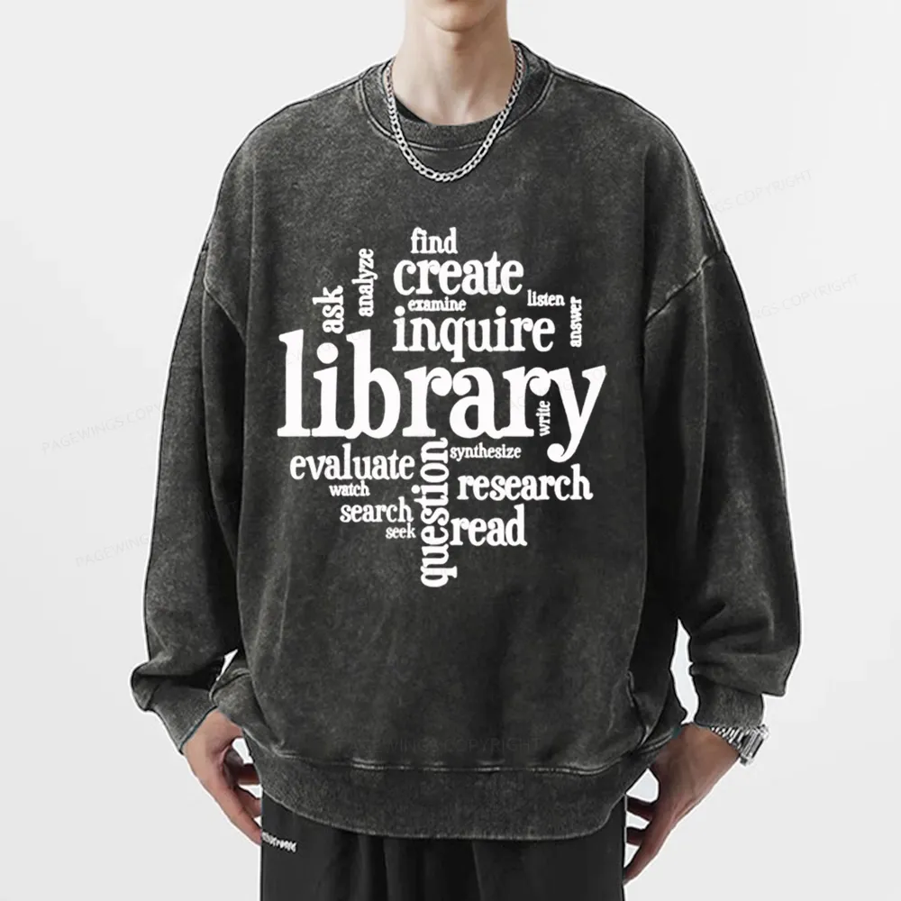 Pagewing Library Unisex Washed Sweatshirt