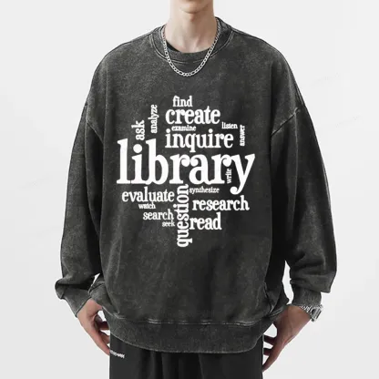 Pagewing Library Unisex Washed Sweatshirt