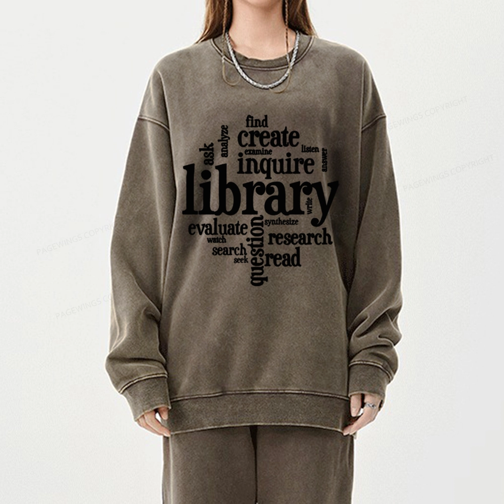 Pagewing Library Unisex Washed Sweatshirt