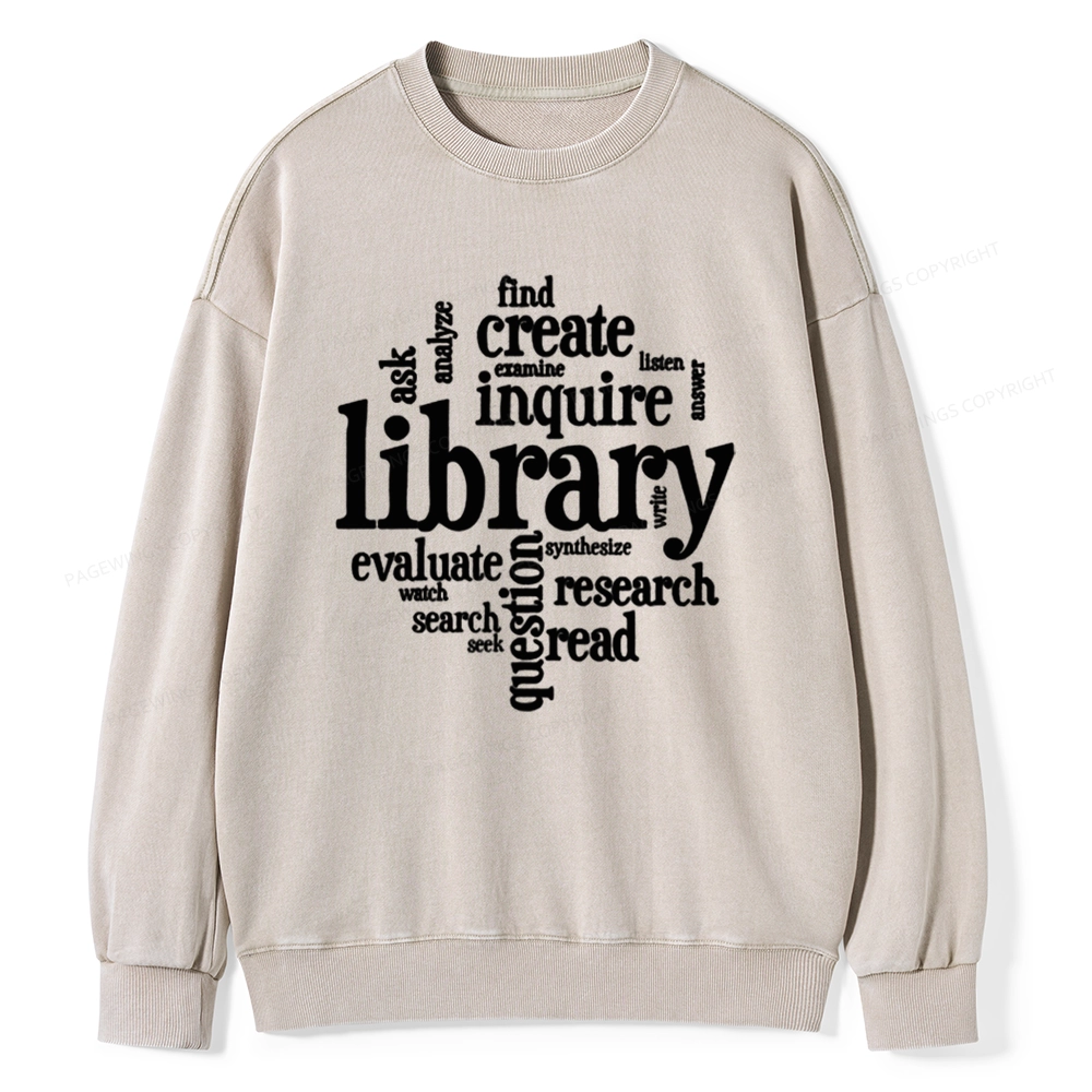 Pagewing Library Unisex Washed Sweatshirt
