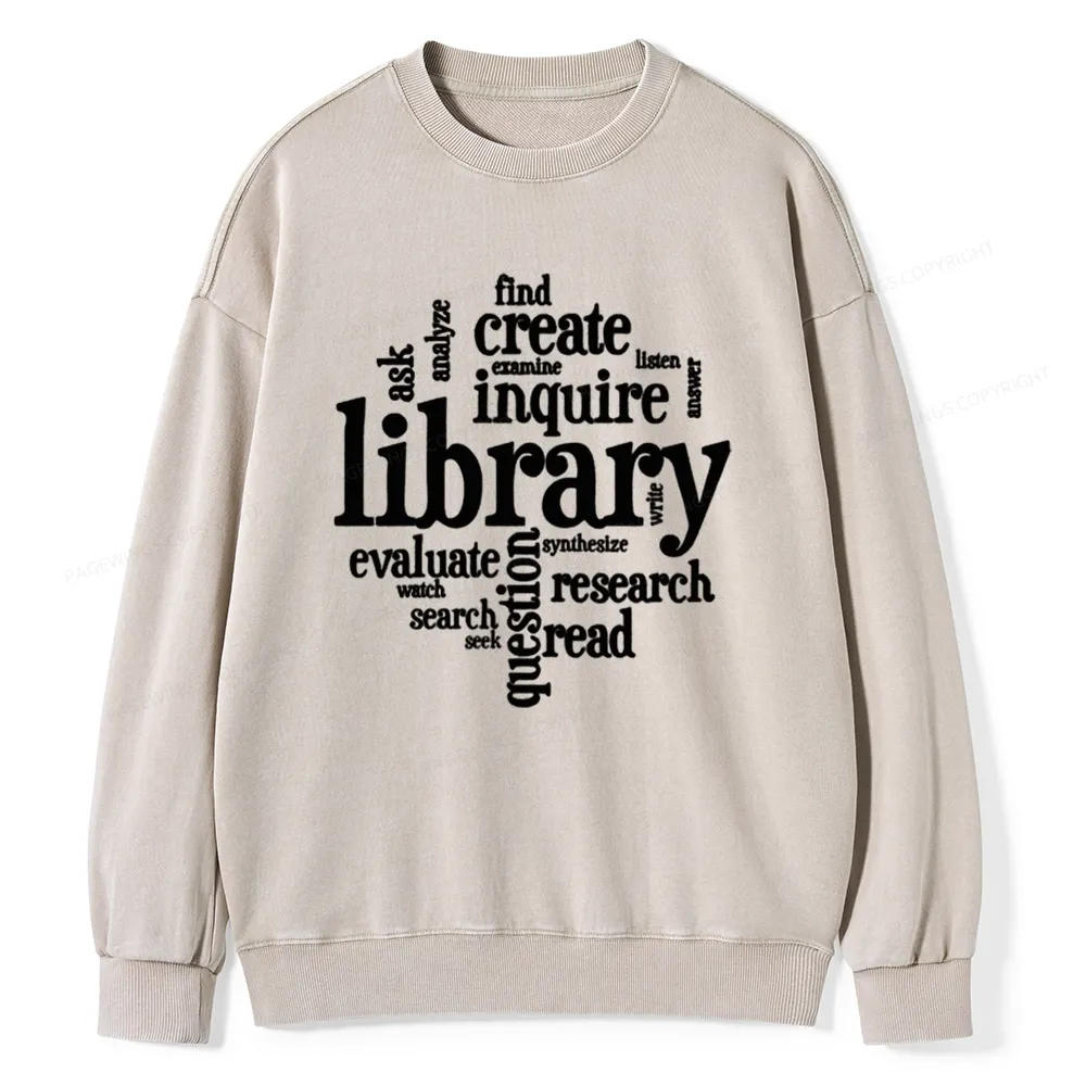 Pagewing Library Unisex Washed Sweatshirt