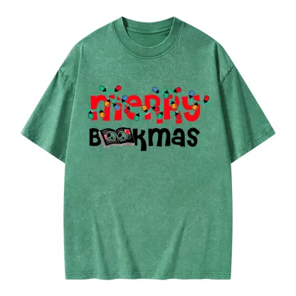 Pagewings Christmas Book Unisex Washed T-shirt