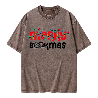 Pagewings Christmas Book Unisex Washed T-shirt