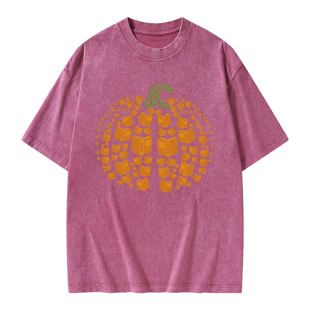 Pagewings Thanksgiving Book Pumpkin Unisex Washed T-shirt