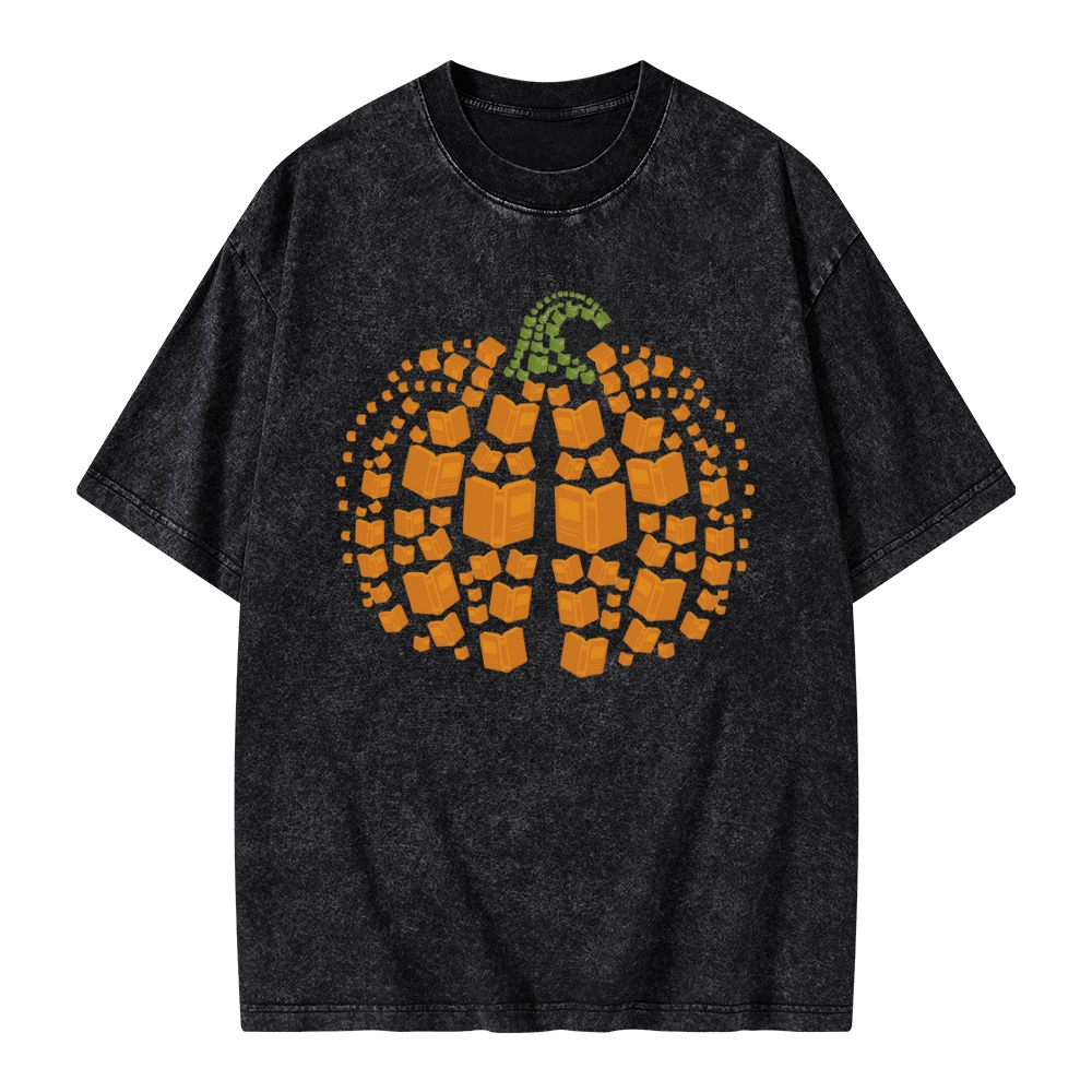 Pagewings Thanksgiving Book Pumpkin Unisex Washed T-shirt