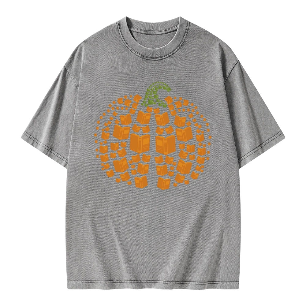 Pagewings Thanksgiving Book Pumpkin Unisex Washed T-shirt