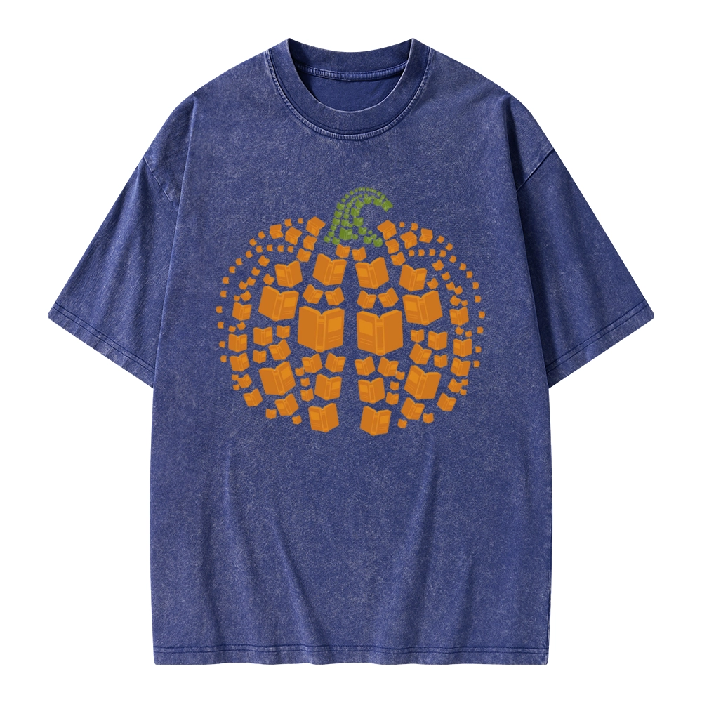 Pagewings Thanksgiving Book Pumpkin Unisex Washed T-shirt