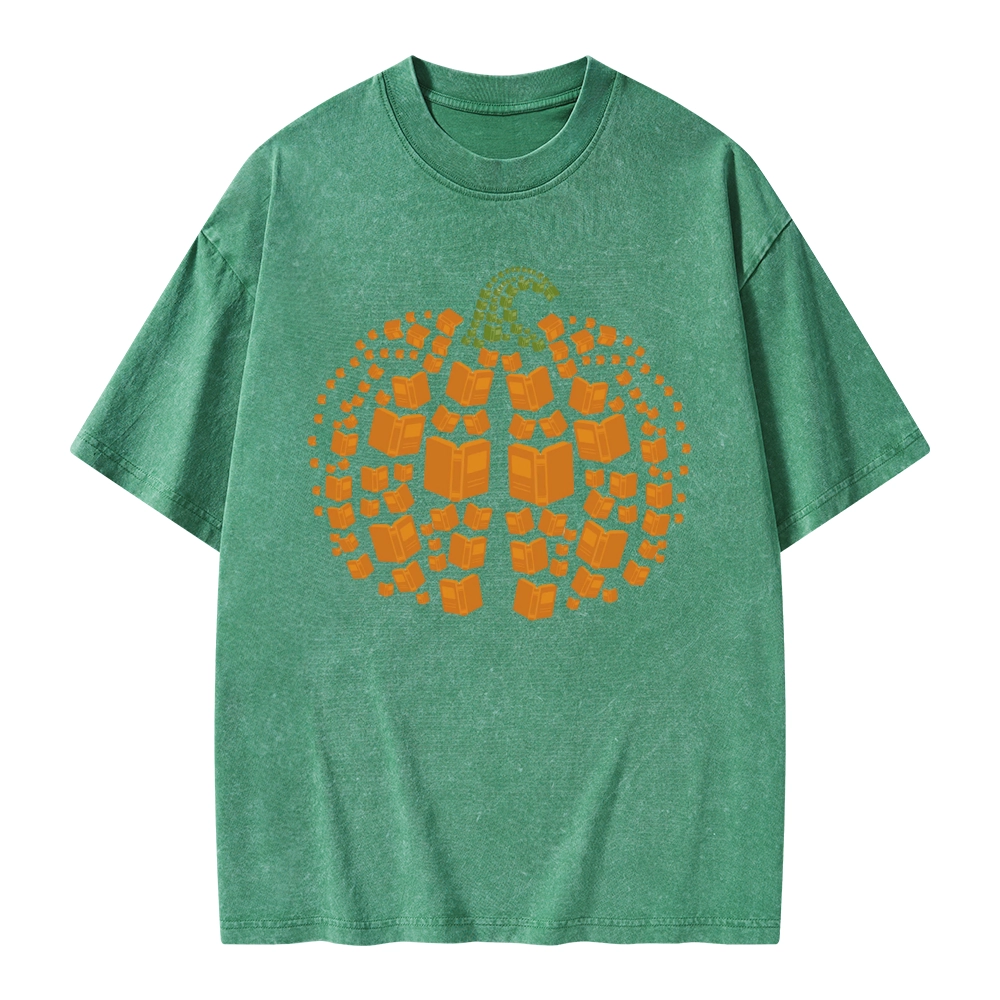 Pagewings Thanksgiving Book Pumpkin Unisex Washed T-shirt