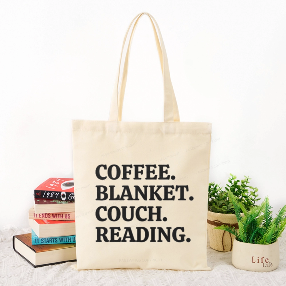 Pagewings Coffee Blanket Couch Reading Tote Bag