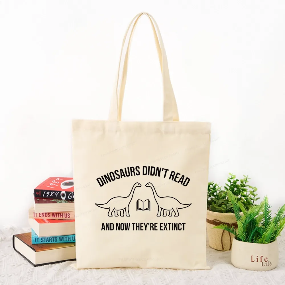 Pagewings Dinosaurs Didn't Read Tote Bag
