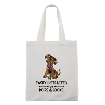 Pagewings Easily Distracted By Dogs And Books Tote Bag