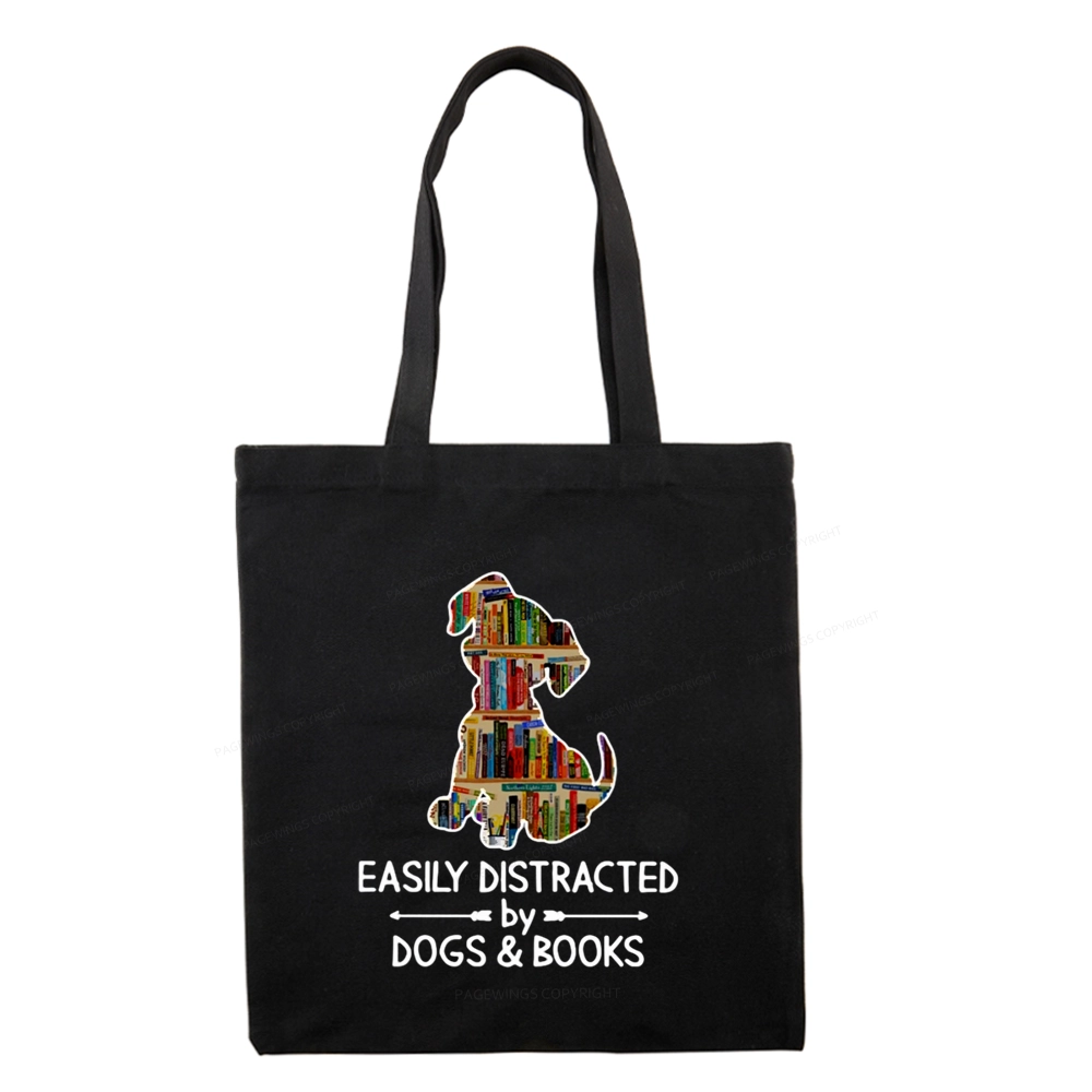Pagewings Easily Distracted By Dogs And Books Tote Bag