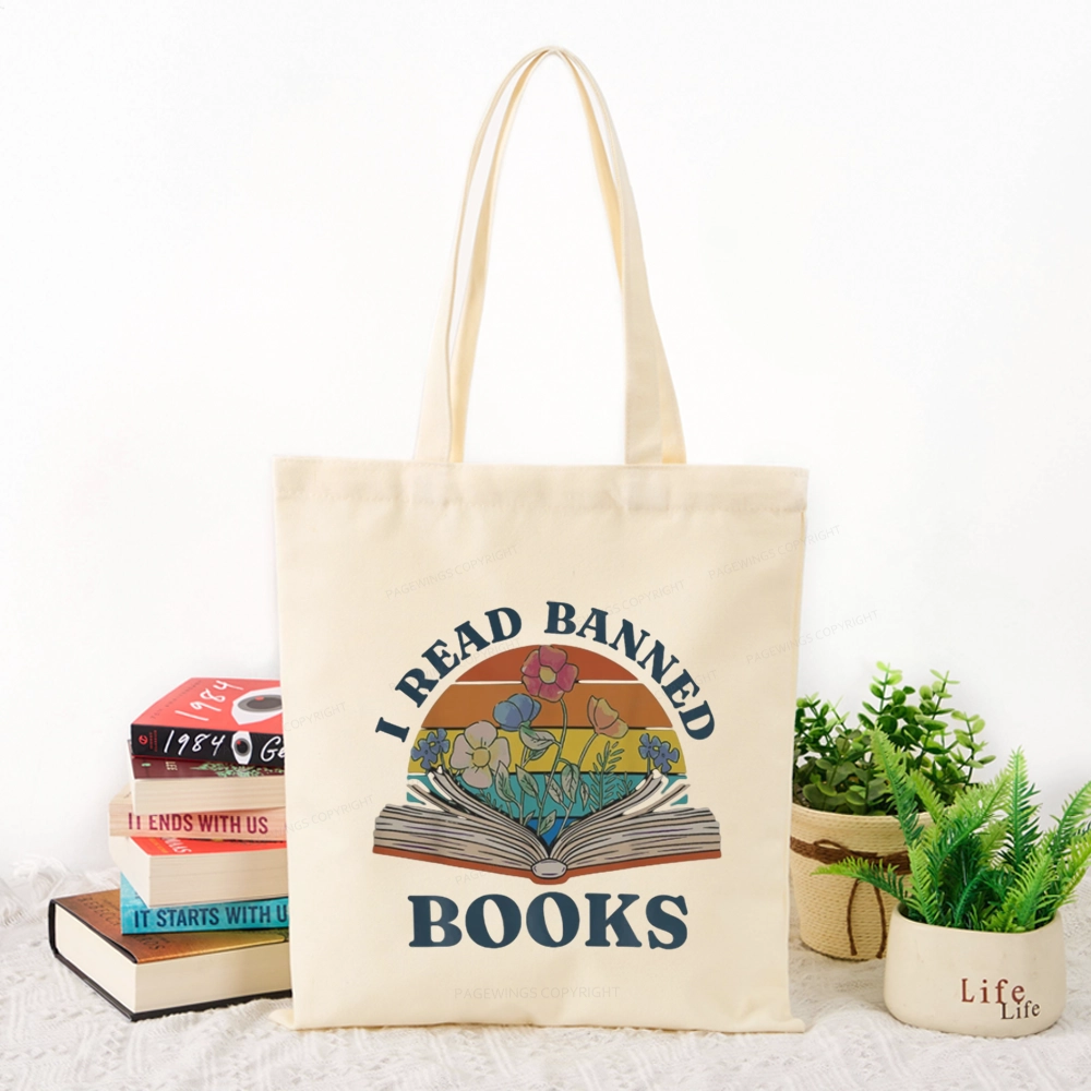 Pagewings I Read Banned Books Tote Bag