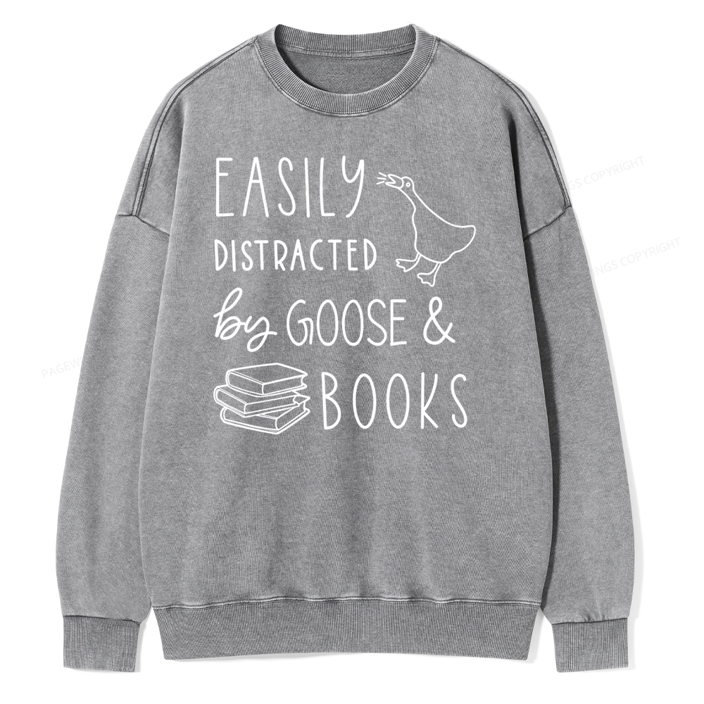 Pagewing Easily Distracted Unisex Washed Sweatshirt