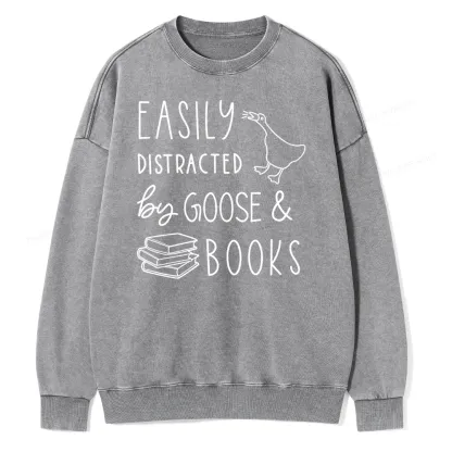 Pagewing Easily Distracted Unisex Washed Sweatshirt