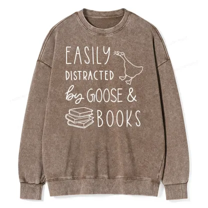 Pagewing Easily Distracted Unisex Washed Sweatshirt