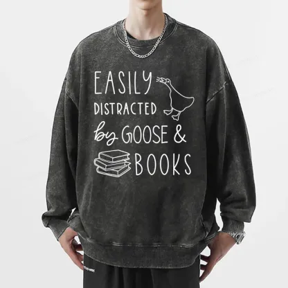 Pagewing Easily Distracted Unisex Washed Sweatshirt