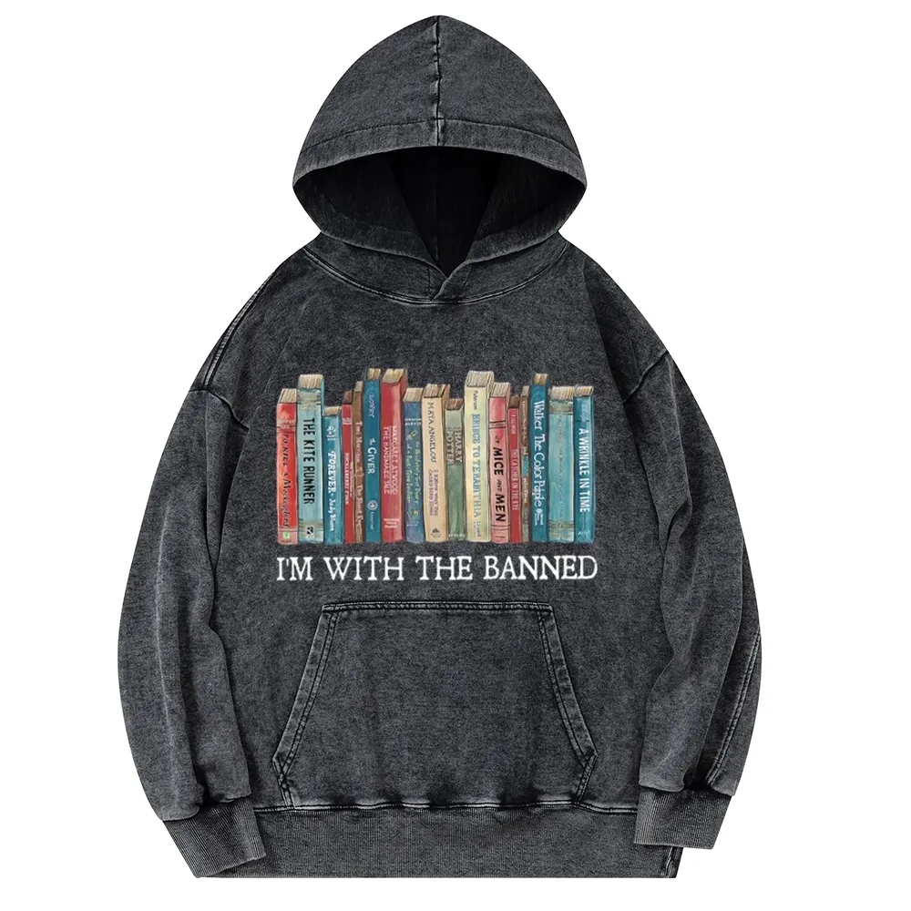 Pagewings I'm With The Banned Unisex Washed Hoodie