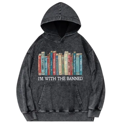 Pagewings I'm With The Banned Unisex Washed Hoodie