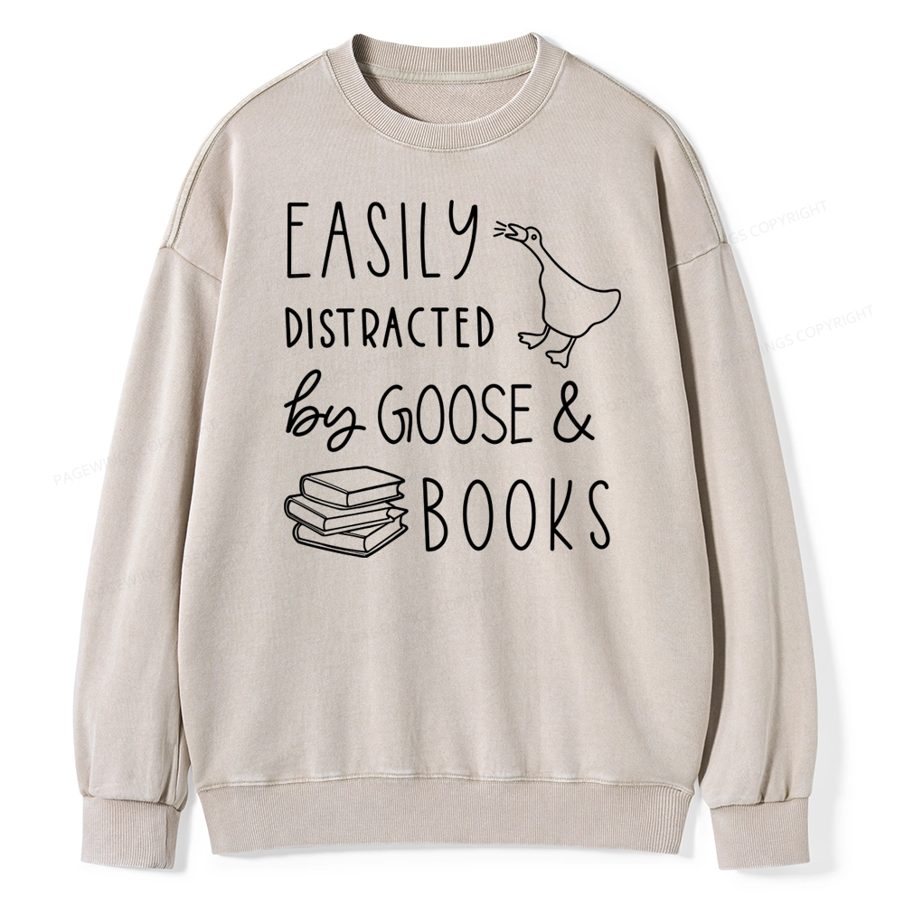 Pagewing Easily Distracted Unisex Washed Sweatshirt