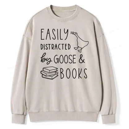 Pagewing Easily Distracted Unisex Washed Sweatshirt