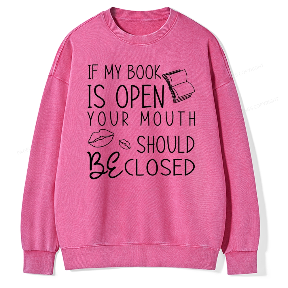 Pagewing If My Book Is Open Unisex Washed Sweatshirt