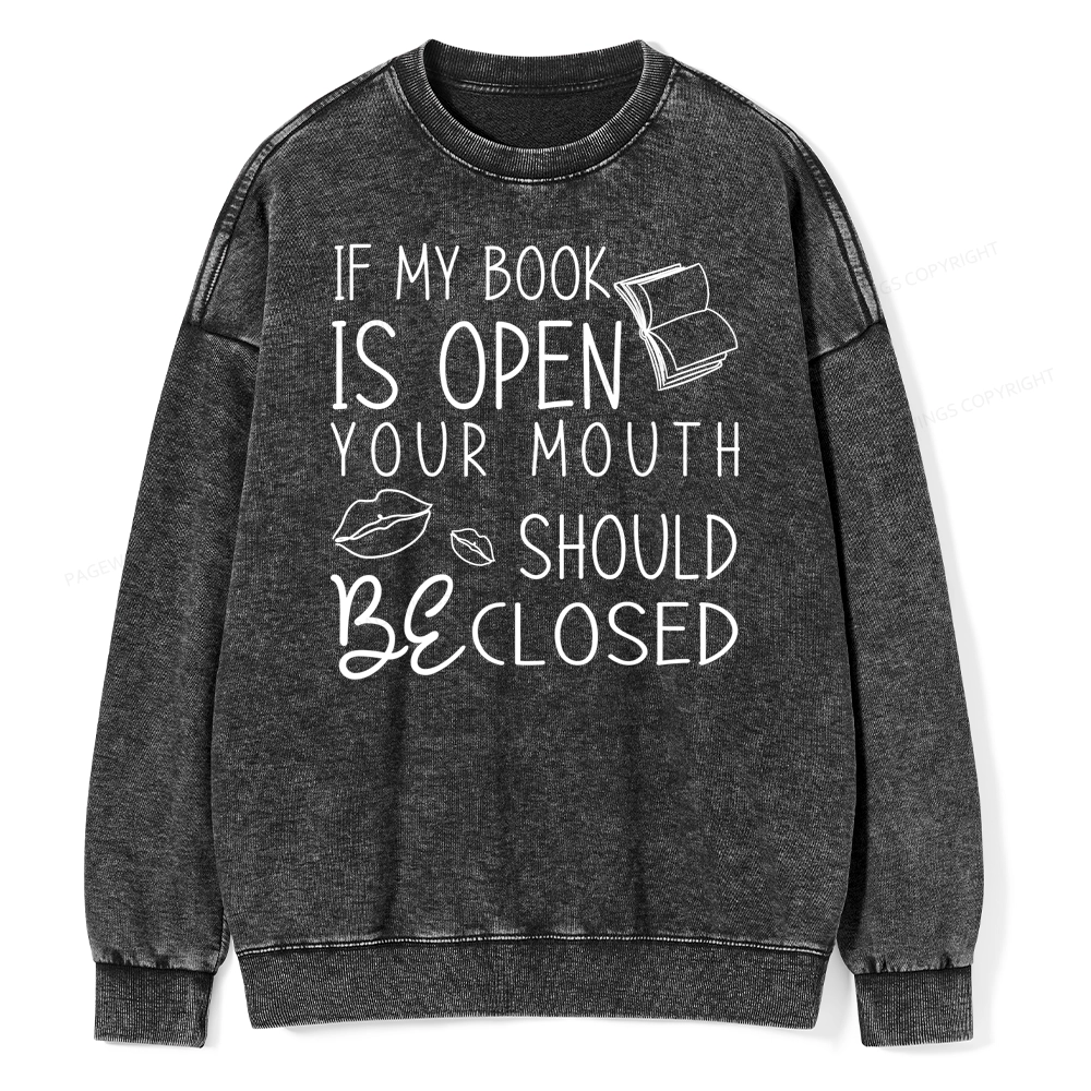 Pagewing If My Book Is Open Unisex Washed Sweatshirt