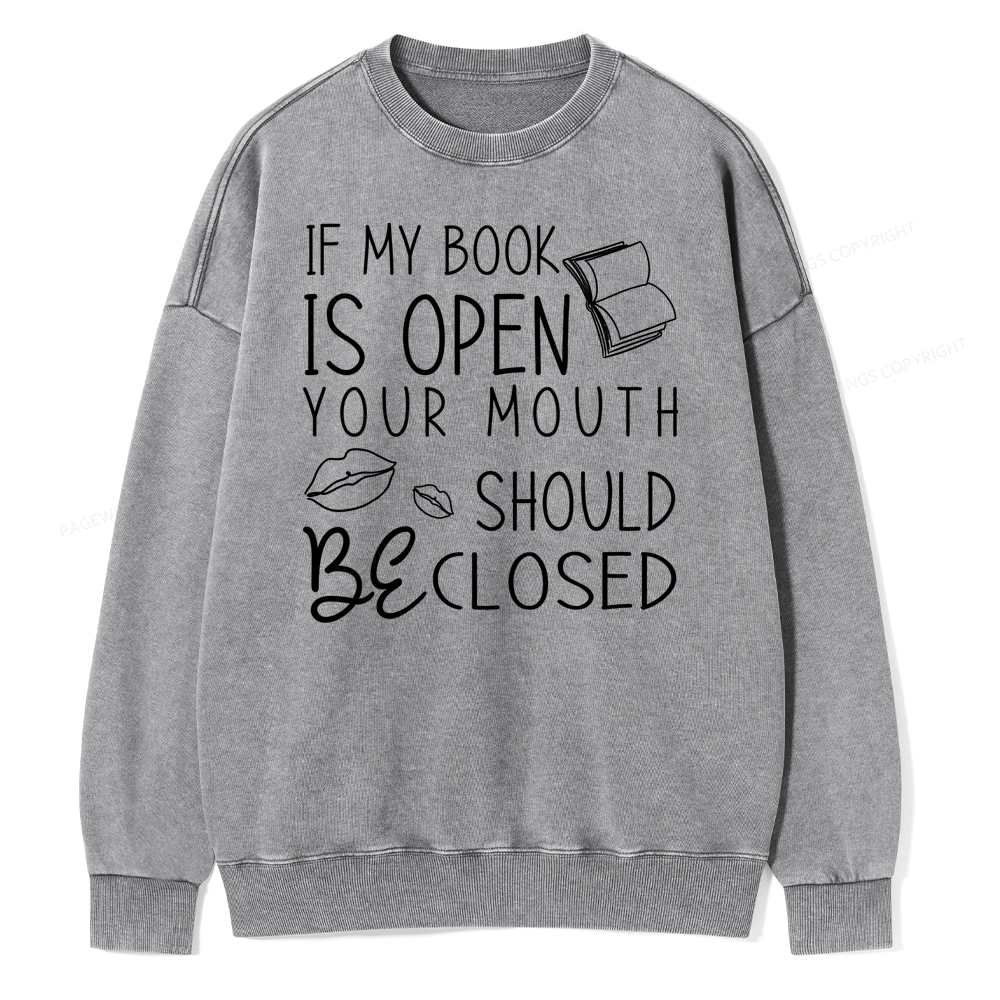 Pagewing If My Book Is Open Unisex Washed Sweatshirt