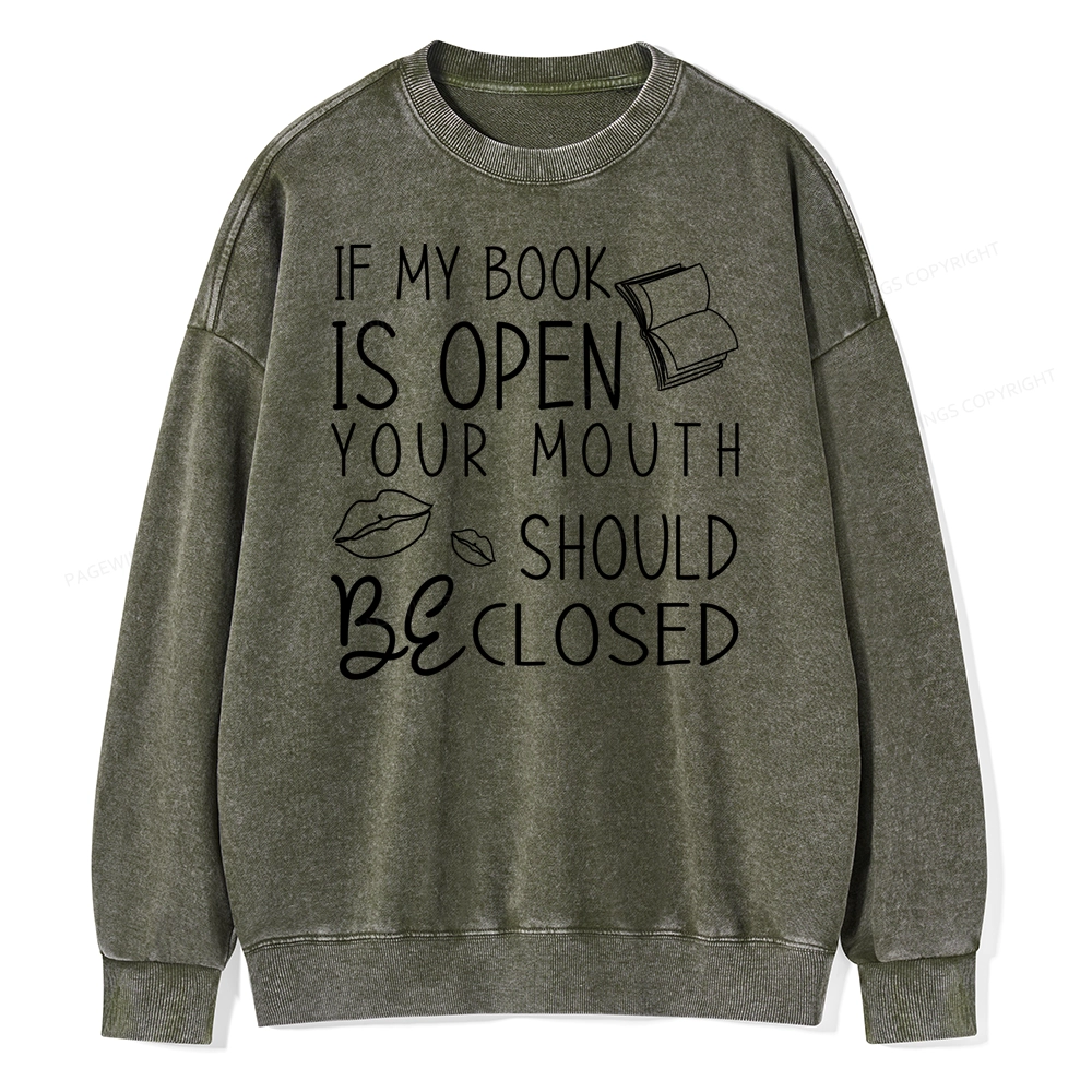 Pagewing If My Book Is Open Unisex Washed Sweatshirt