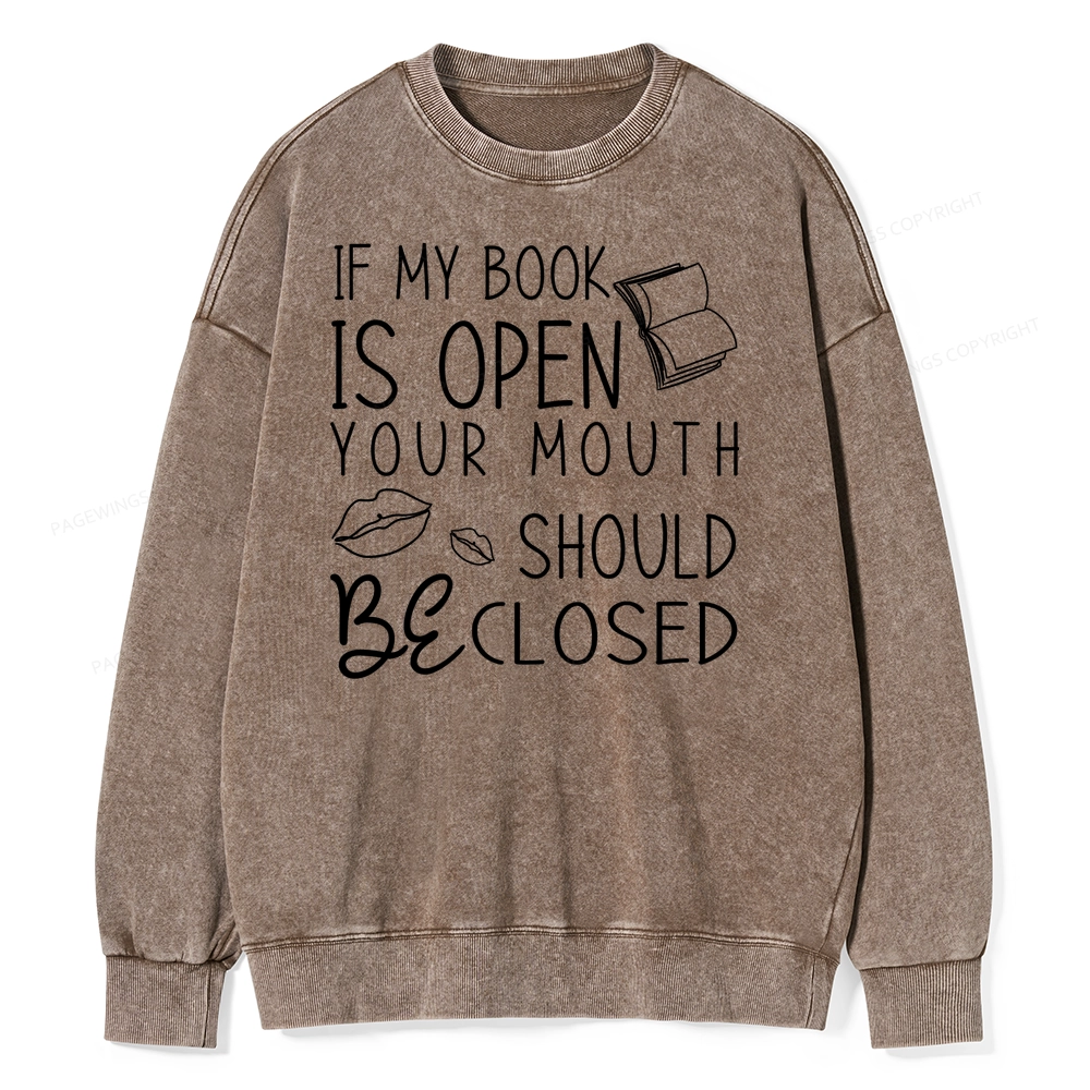 Pagewing If My Book Is Open Unisex Washed Sweatshirt