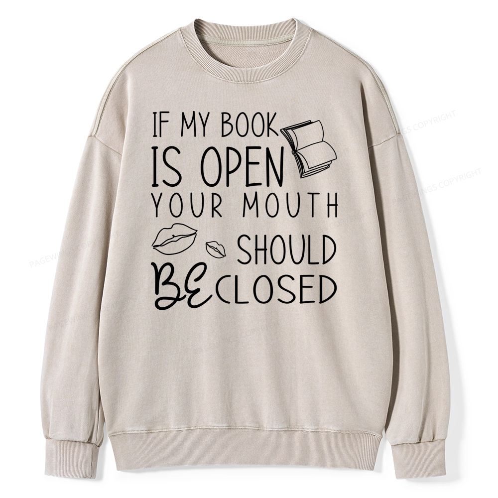 Pagewing If My Book Is Open Unisex Washed Sweatshirt